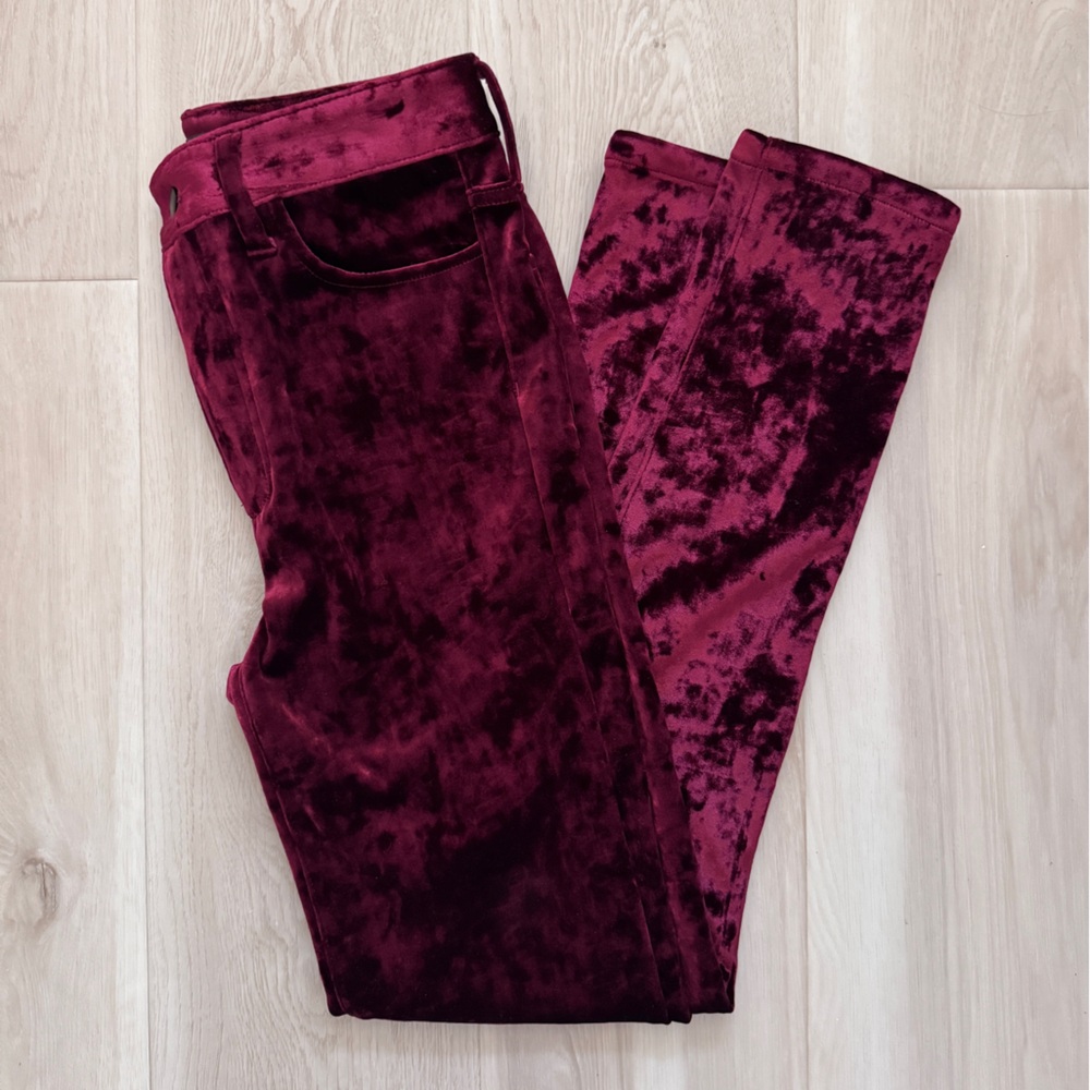NWOT Joe's Jeans “The Charlie” High Rise Velvet Skinny Jeans Red Maroon Size 26